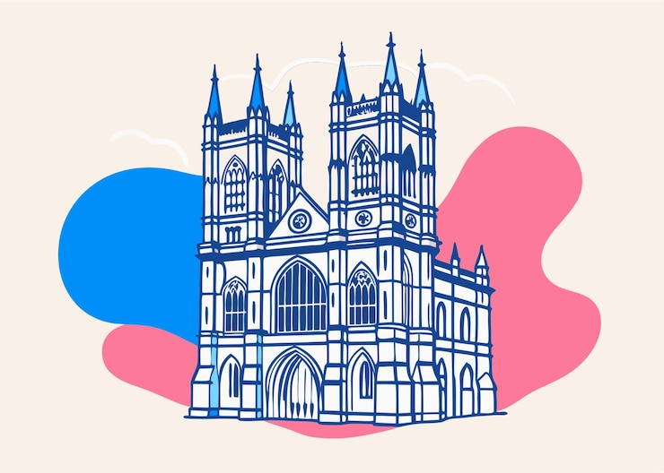 Vector 威斯敏斯特修道院 (westminster abbey) 矢量插圖線路電路