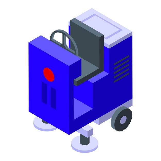 Wet floor machine icon isometric vector cleaning worker service industrial