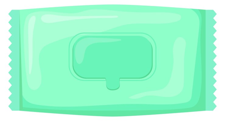 Вектор пакет влажных салфеток иконка косметических тканей мультфильма изолирована на белом фоне