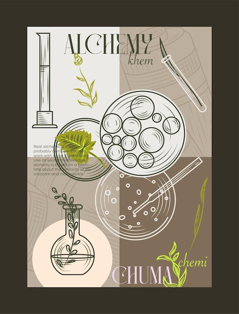 Wetenschap biologie geneeskrachtige planten of farmacie concept poster flyer banner ontwerp of boekomslag