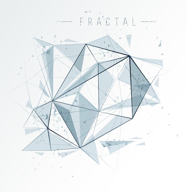 Wetenschap en technologie 3d mesh abstract vector achtergrond, aangesloten net lijnen fractal design, laag poly veelhoekige elementen in dynamische beweging.