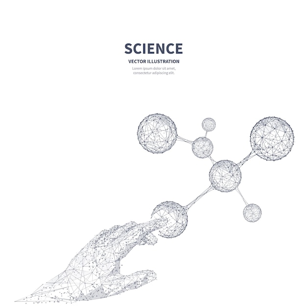 Vector wetenschap futuristisch concept laag poly wireframe digitale vector veelhoeken lijnen deeltjes en verbinden