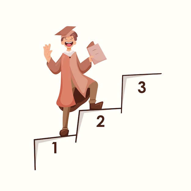 Wetenschap graad. Niveau in opleiding. Vectorillustratie in vlakke stijl