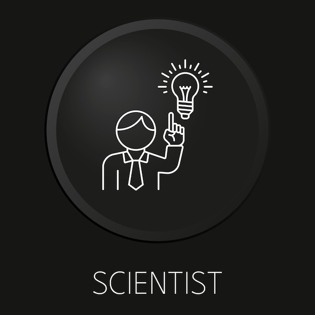 Wetenschapper minimaal vectorlijnpictogram op 3D-knop geïsoleerd op zwarte achtergrond Premium VectorxA