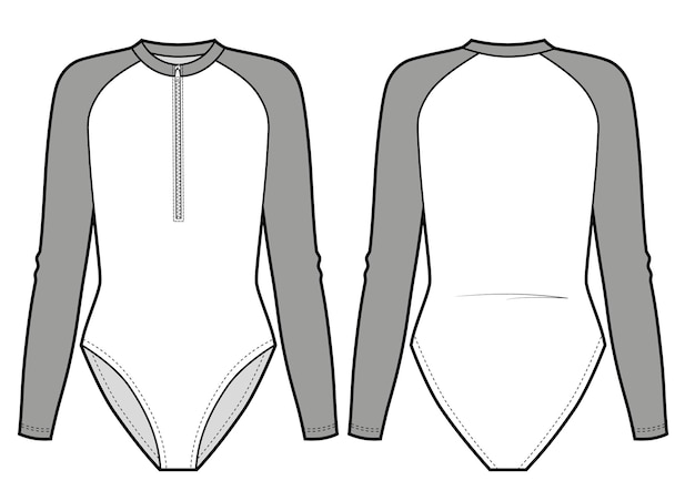 전면에 지퍼가 달린 잠수복 수영복 서핑 긴팔 바디수트