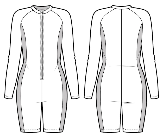 Wetsuit swimsuit surfing Long sleeves one piece bodysuit with zipper on front