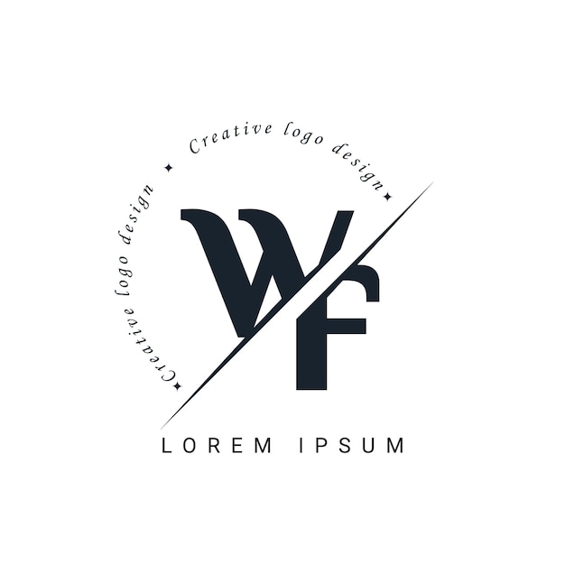 Wf letter logo design with a creative cut creative logo design