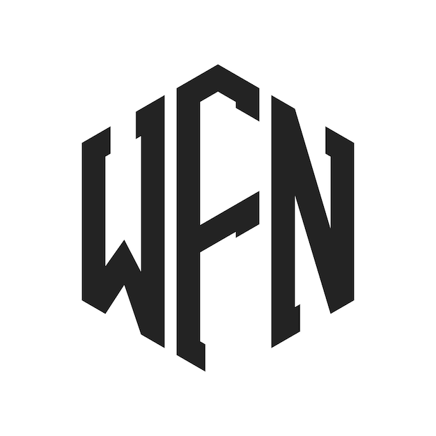 WFN ロゴデザイン イニシャルレター WFN モノグラム ロゴは六角形を使用しています