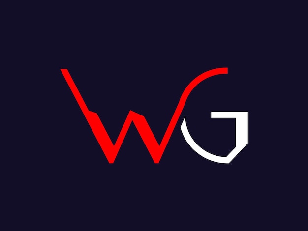 Дизайн переднего логотипа WG, простая векторная иллюстрация.