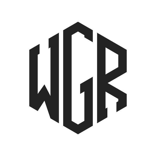 ロゴ デザイン WGR イニシャルレター WGR モノグラム ロゴ ヘクサゴン形
