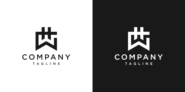 Wh monogram logo design icon template white and black background