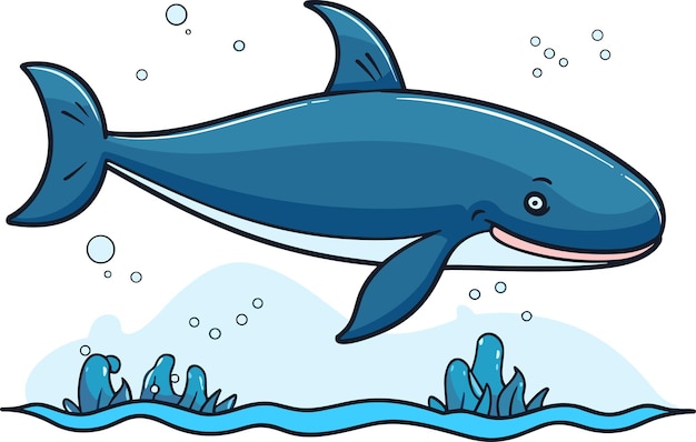 Whale as Sea Animal Floating Underwater Vector Illustration