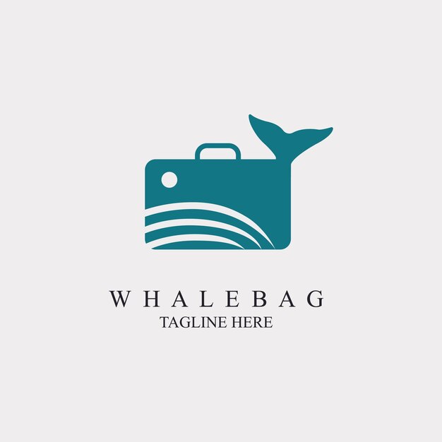 whale bag logo template design for brand or company and other