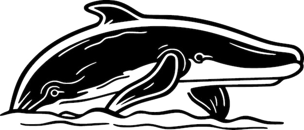 Vector whale black and white isolated icon vector illustration
