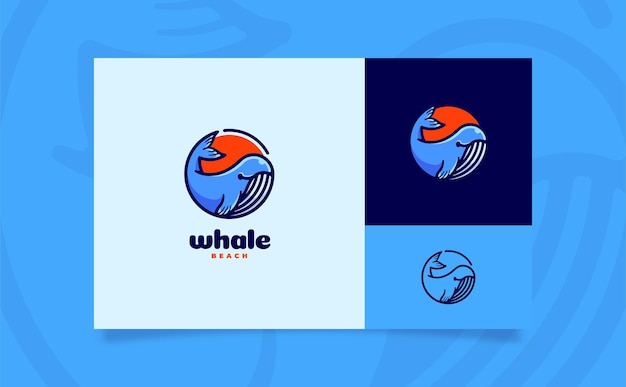 Cerchio dell'illustrazione del logo del fumetto della balena