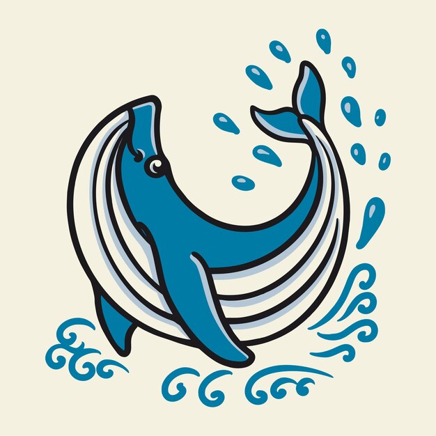 Vettore whale character mascot logo design illustrazione vettoriale