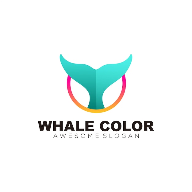 Balena cerchio colorato logo gradiente illustrazione