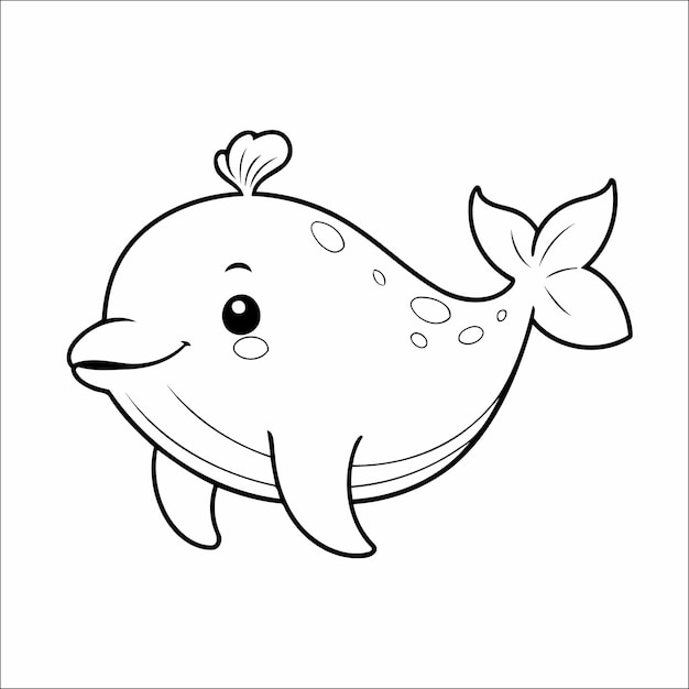 子供のためのクジラのぬりえページの描画
