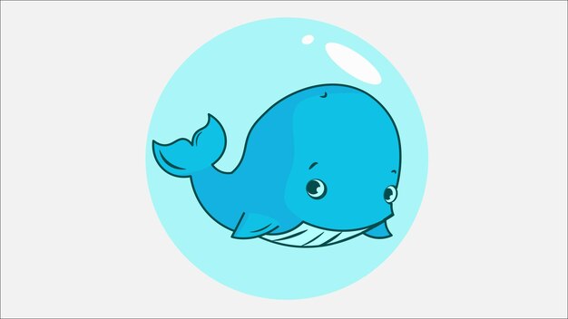 Vector whale cub in a bubble