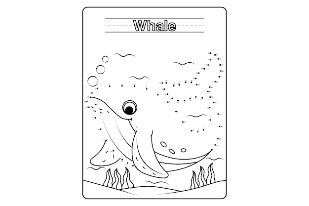 ベクトル クジラの点から点までの絵を描くページ