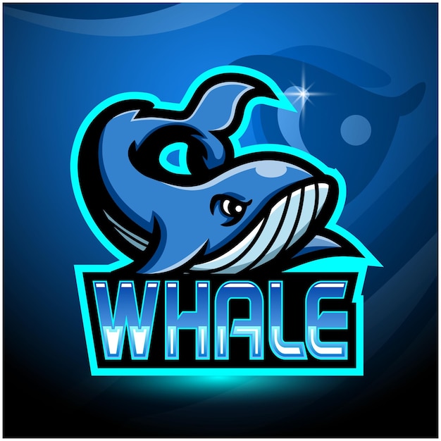 Whale esport logo mascot design