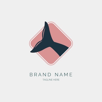 Vettore del modello di progettazione del logo della coda di pesce della balena per il marchio o l'azienda e altro