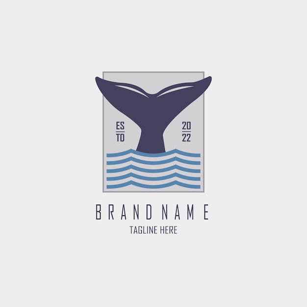 whale fish tail logo design template vector for brand or company and other
