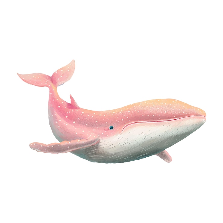 Vector whale flying in sky white background 21
