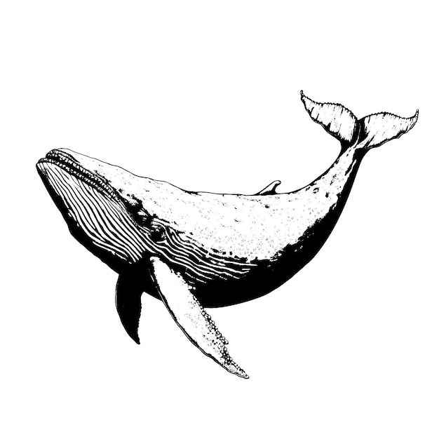 Whale hand drawn sketch illustration