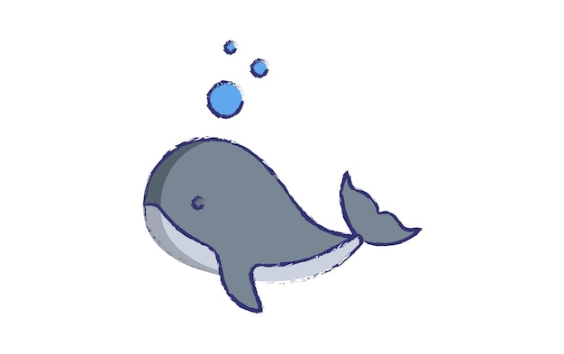 Whale hand drawn vector illustration