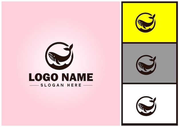 Икона логотипа кита векторная художественная графика для бизнес-бренда икона рыбы кита шаблон логотипа океана