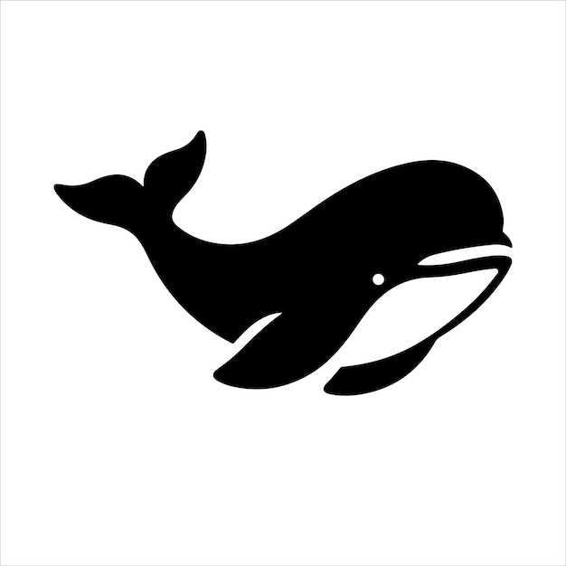 Whale icon silhouette Minimal beluga whale silhouette vector