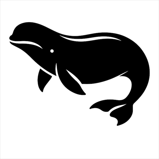 Whale icon silhouette Minimal beluga whale silhouette vector