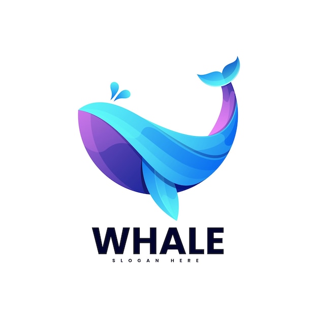 Whale illustration colorful logo