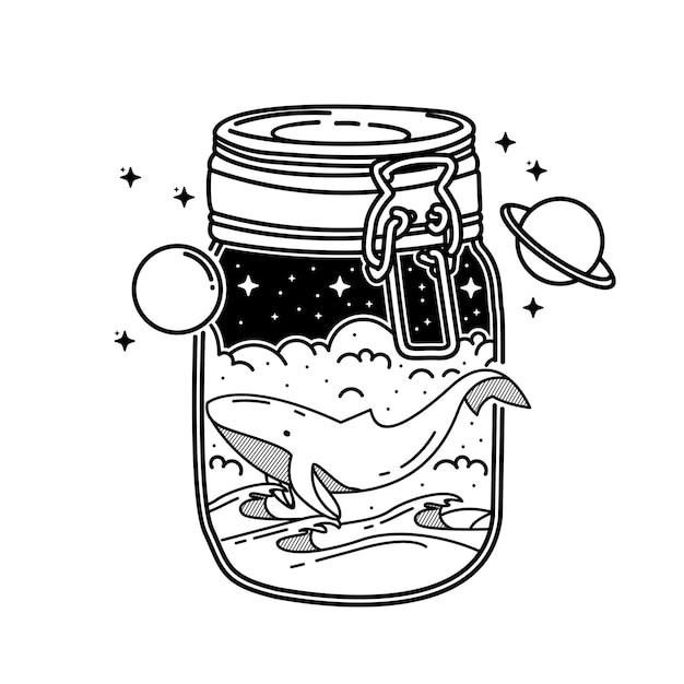 Vector whale in jar logo