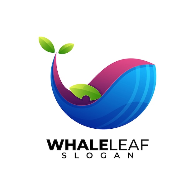 Whale and leaf colorful modern illustration logo