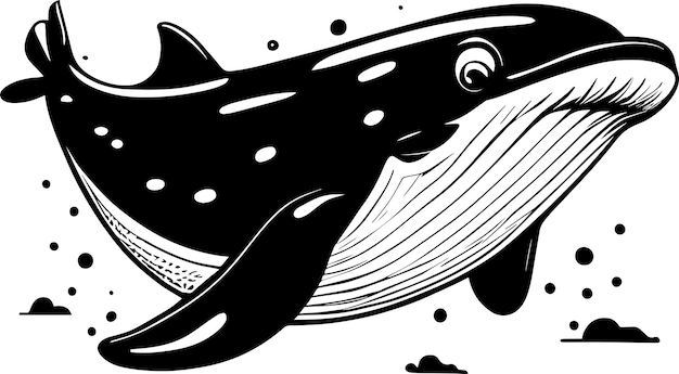 Whale Logo Monochrome Minimalistic Design