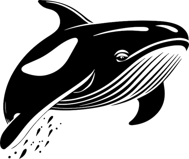 Vector whale logo monochrome minimalistic design