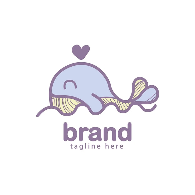 Vector whale love logo