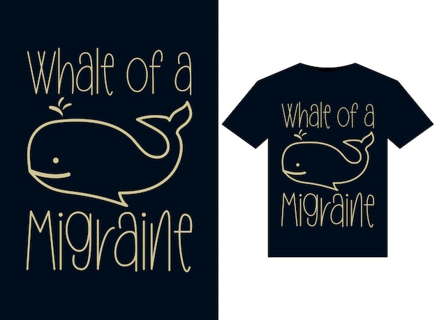 인쇄용 티셔츠 디자인을 위한 Whale of the Migra 일러스트레이션