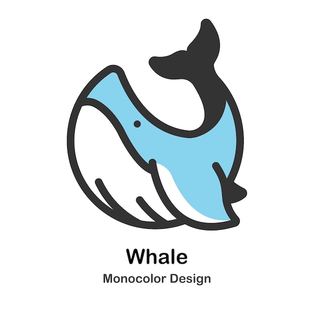 Vettore illustrazione di monocolor whale