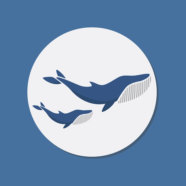 Whale and moon vector illustration