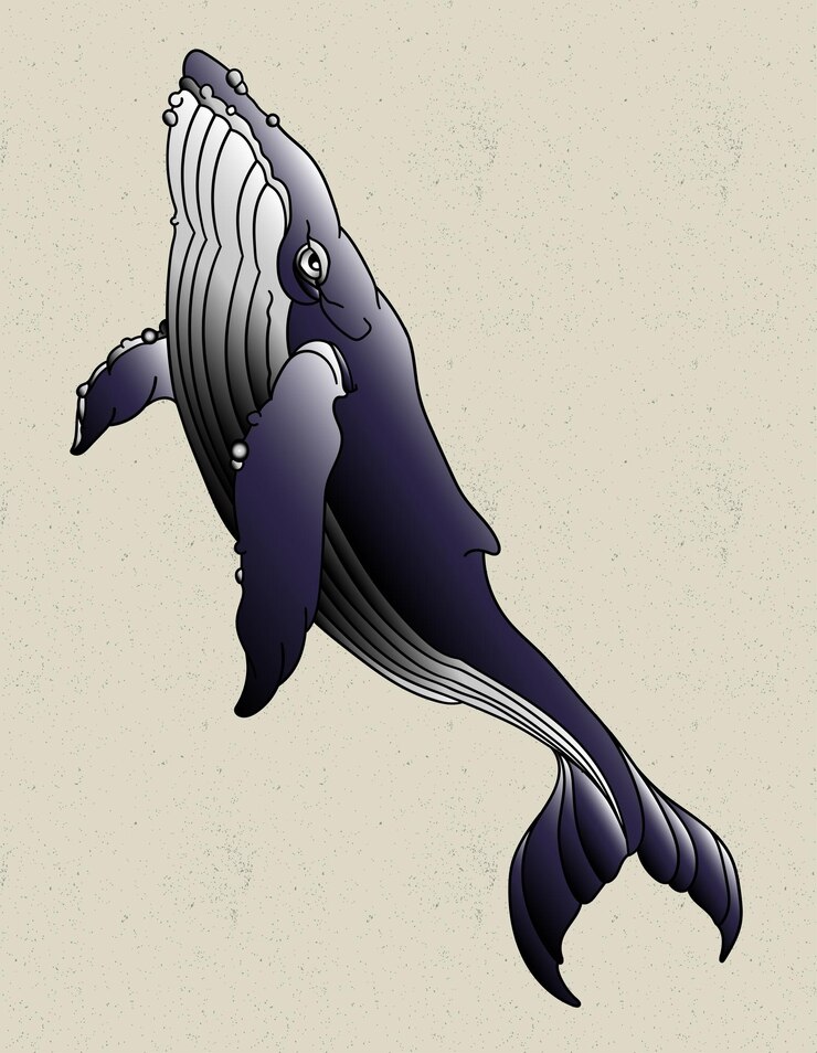 Vector whale ocean animal tattoo