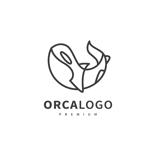 Vector whale orca icon logo design with line art vector illustration 2