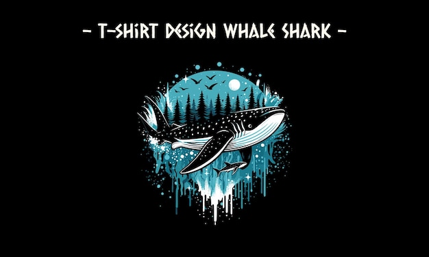 ベクトル 森林のベクトルイラストデザインのクジラサメ