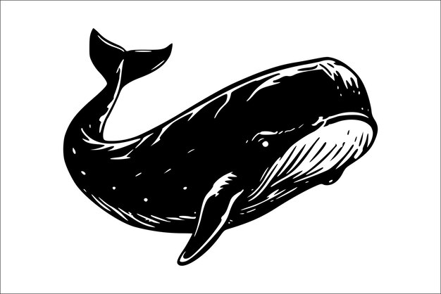 whale silhouettes hand draw illustration
