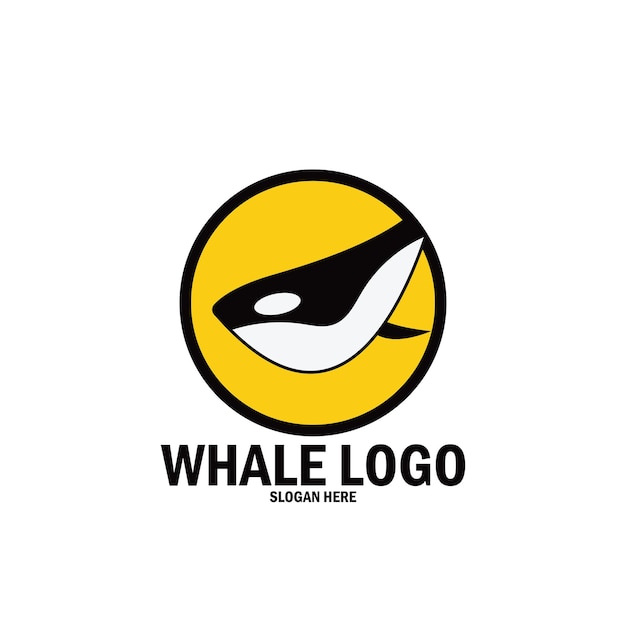 クジラのシンプルなロゴ アイコン ベクトル イラスト テンプレート デザイン