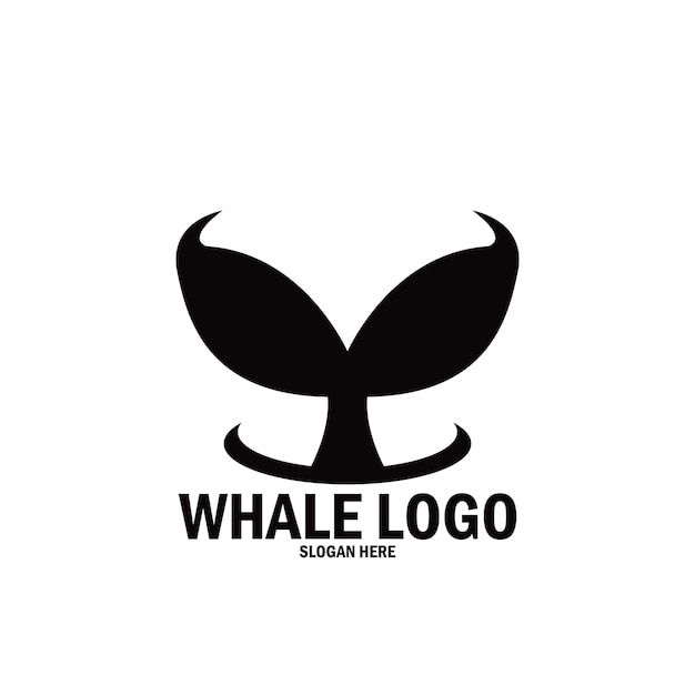 クジラのシンプルなロゴ アイコン ベクトル イラスト テンプレート デザイン