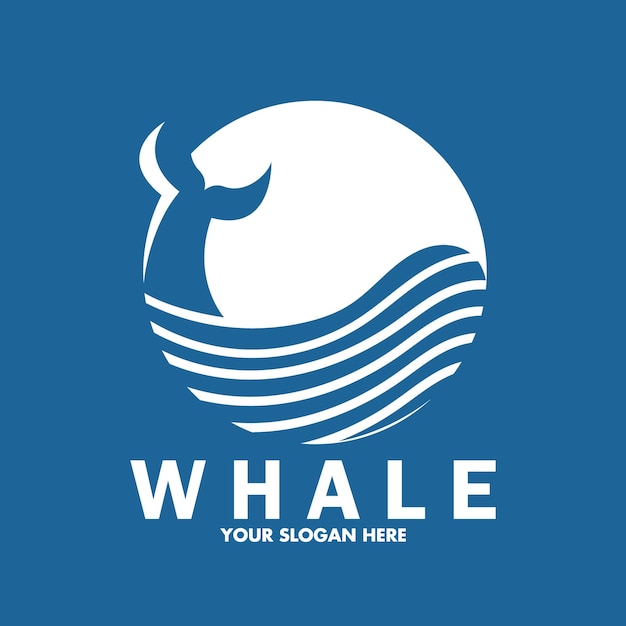 Disegno del modello di illustrazione vettoriale dell'icona del logo semplice della balena