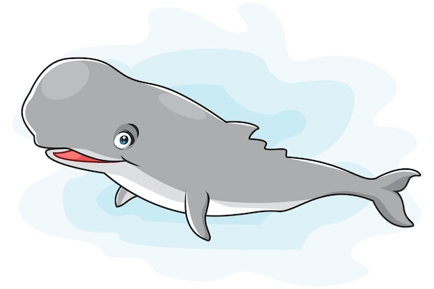 白い背景のベクトル図に分離されたクジラの精子カルトゥー